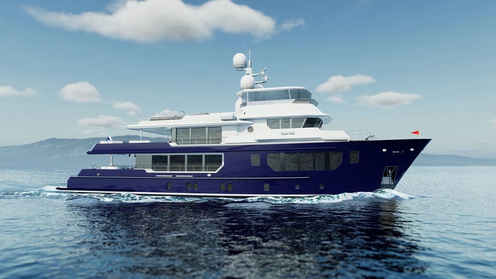 120-foot (37m) RMK explorer yacht SEVEN SEAS concept drawing