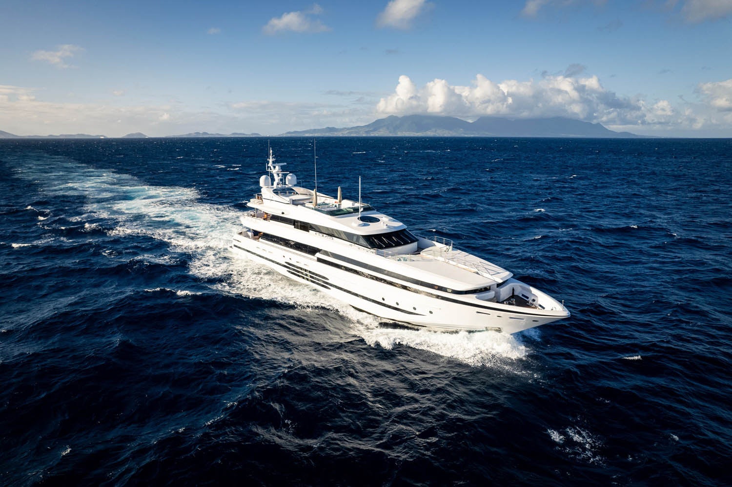 BALISTA white yacht cruising in the blue ocean