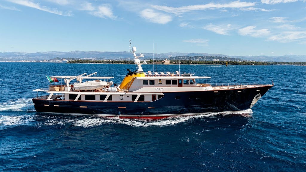 130-foot (39.7m) classic superyacht charter ARIONAS cruising in the west mediterranean