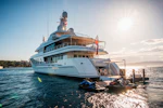 Motor yacht Gladiator from the aft deck with water toys