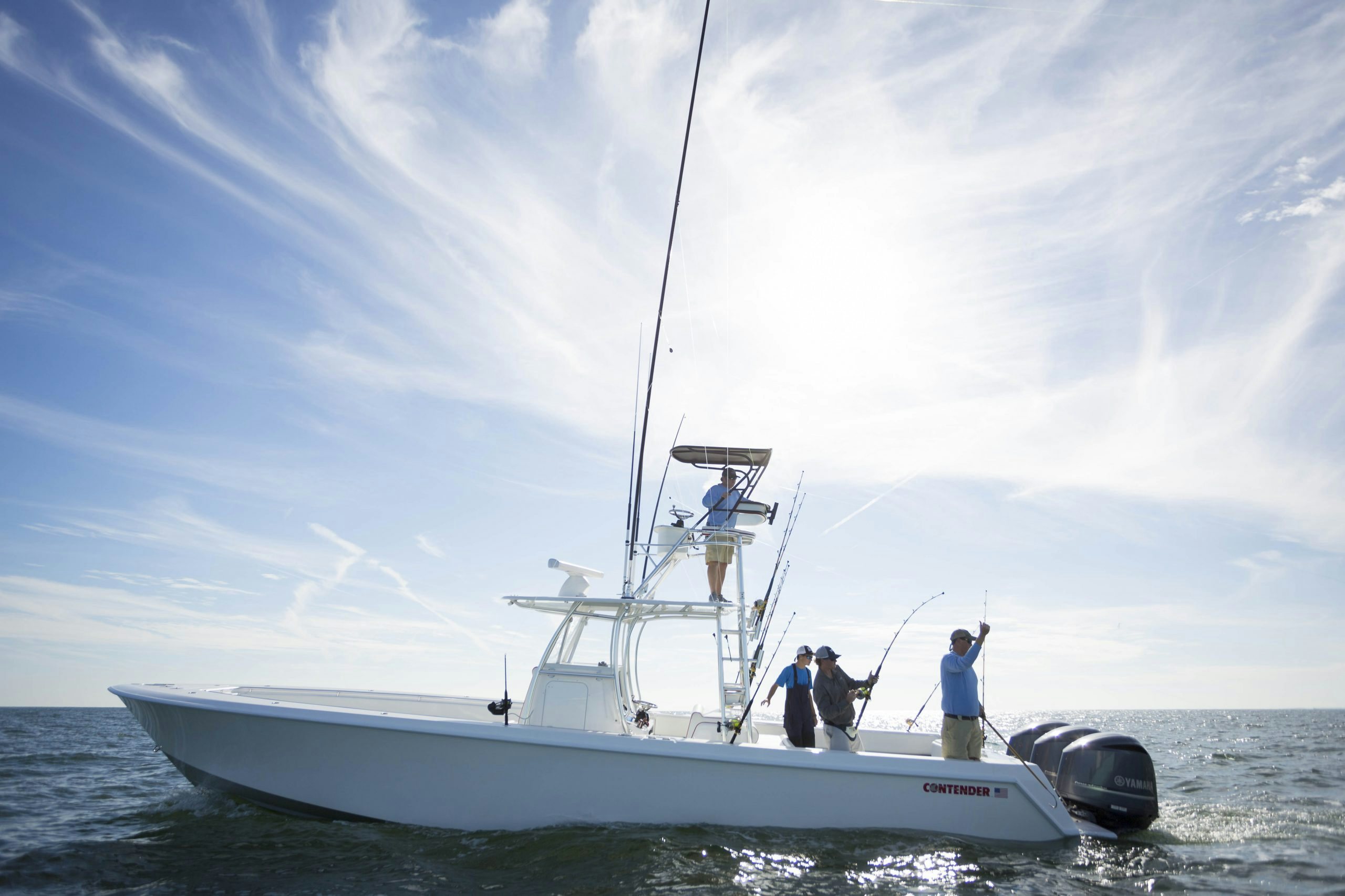 men fishing on a Contender center console out of Sea Island