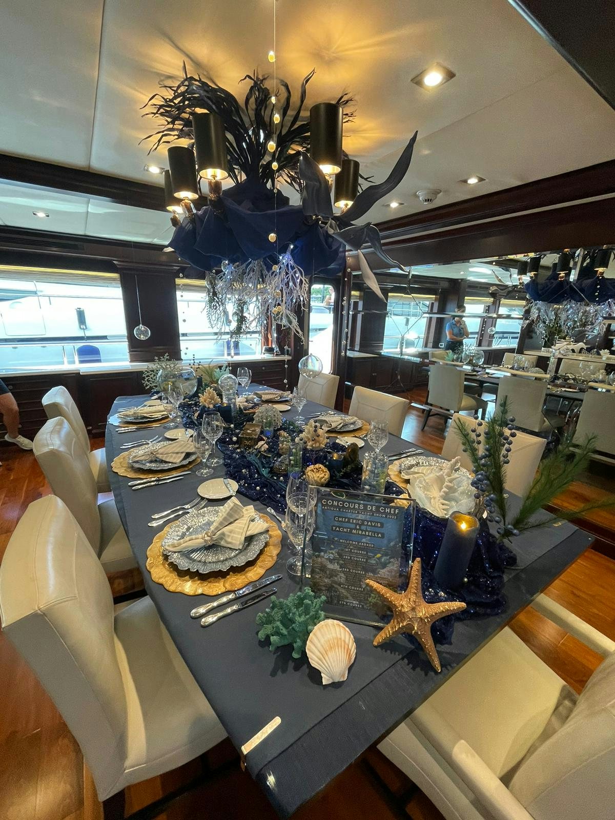 Charter Yacht MIRABELLA&#039;s tablescape at the Antigua Charter Show
