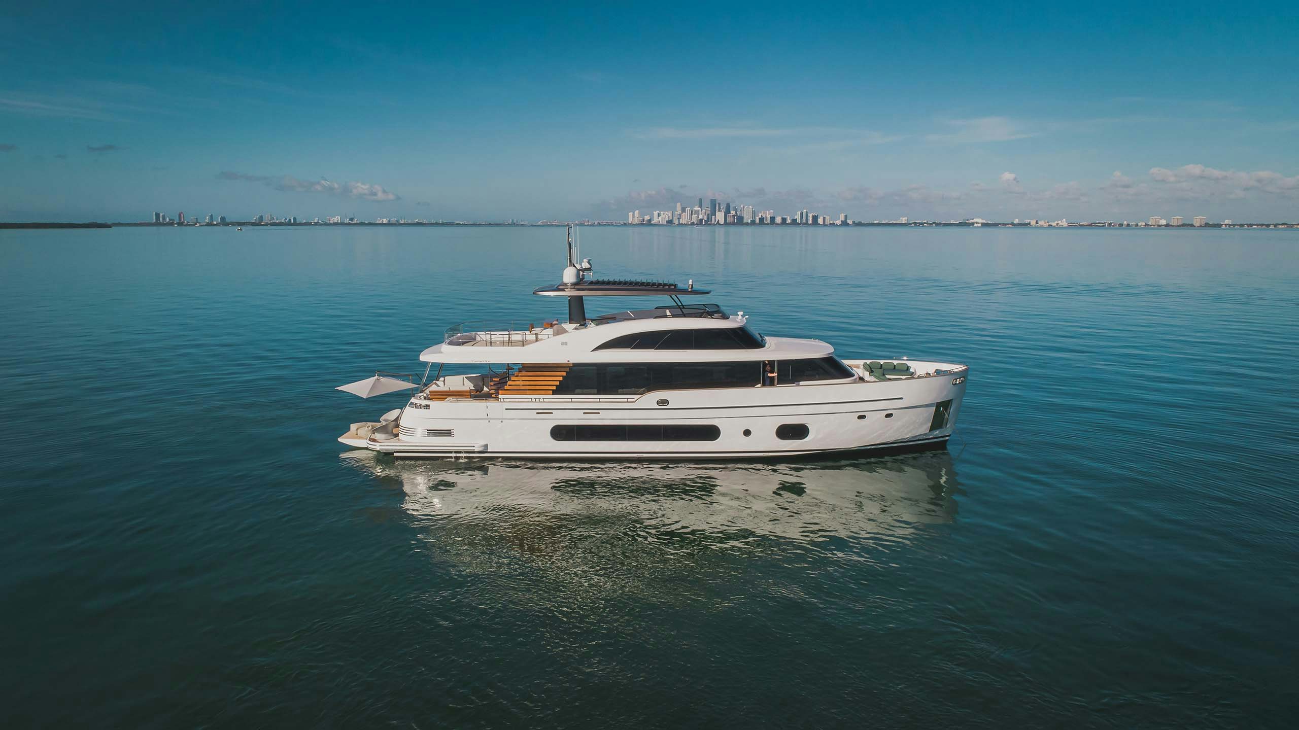 Aerial shot of charter yacht for 6 guests at anchor