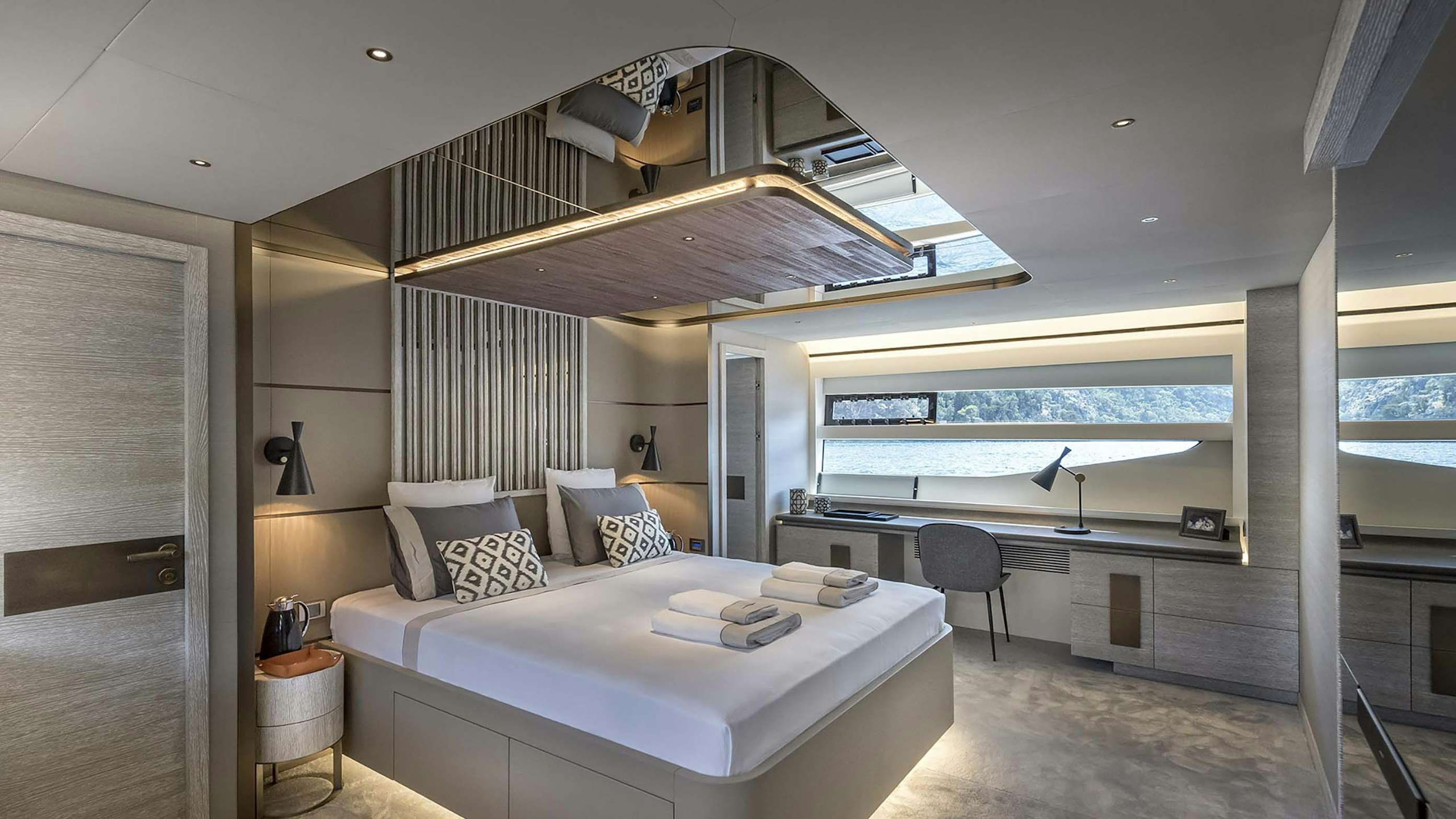 Master stateroom on charter yacht