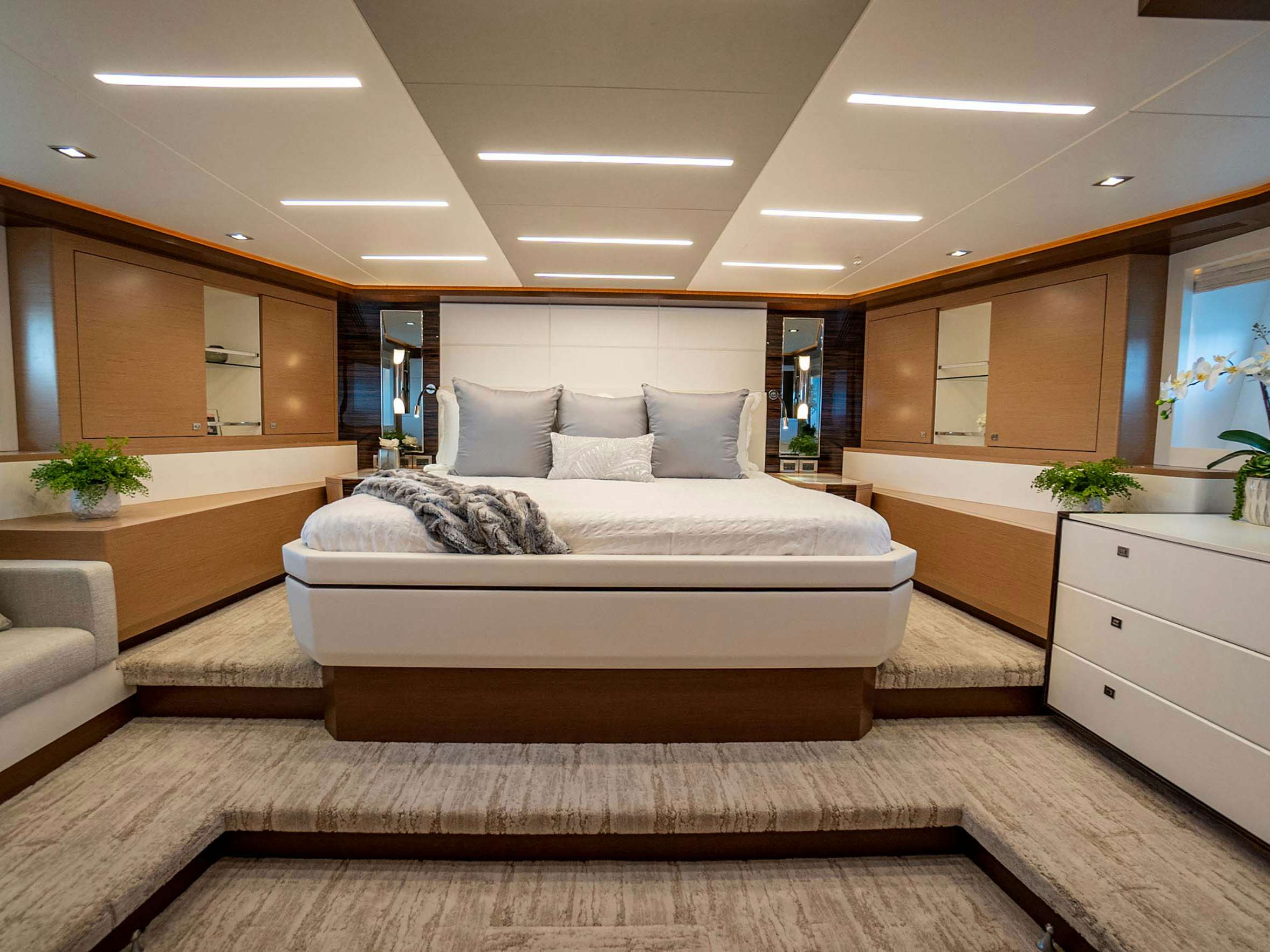 VIP stateroom on charter yacht for 8 to 8 guests featuring a queen bed