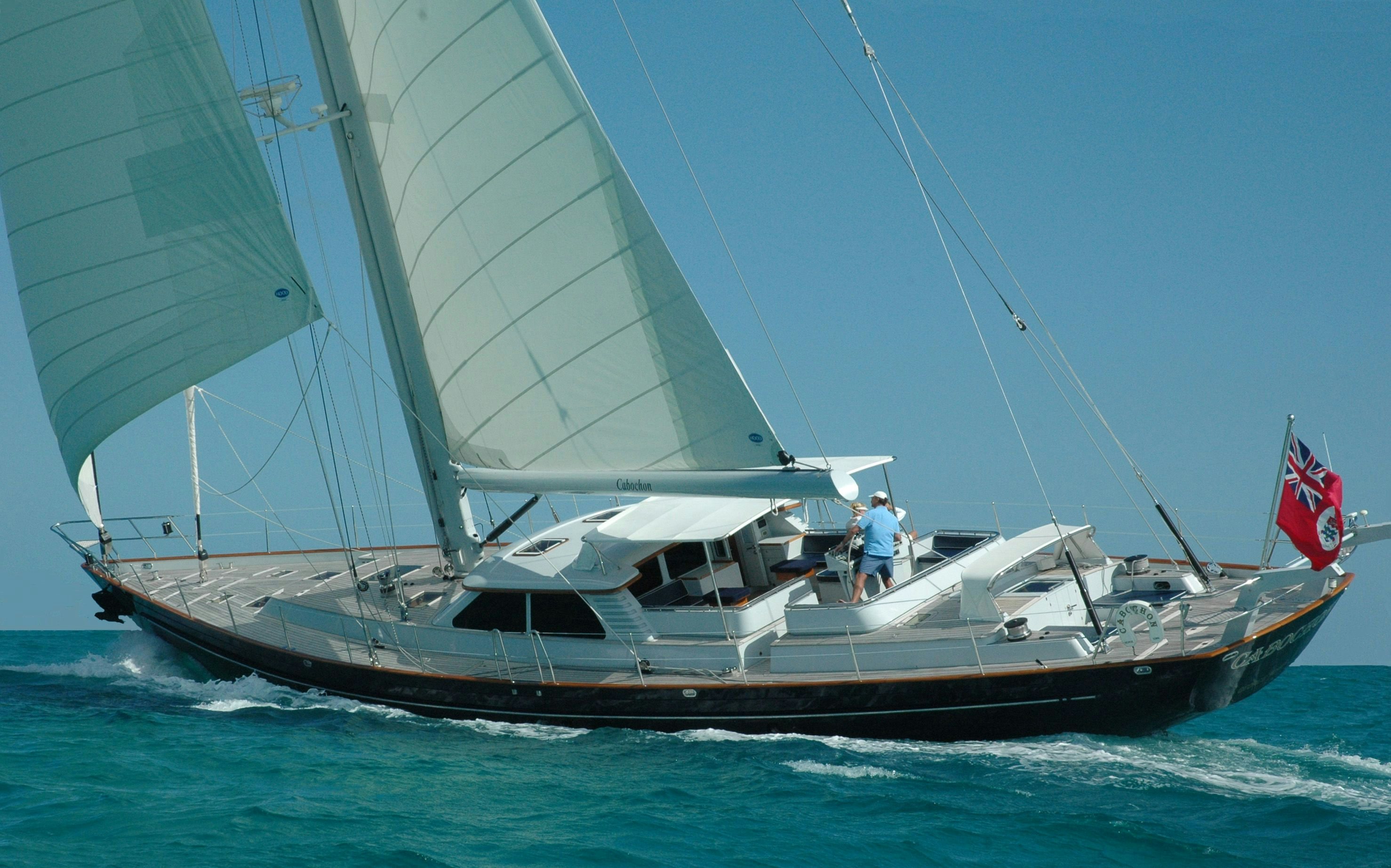 CABOCHON sailing yacht sailing in the blue ocean