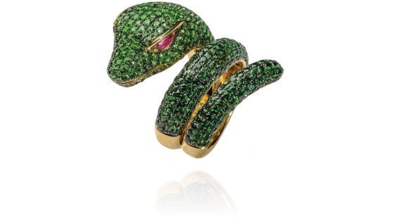 the Anaconda is a stylish snake-shaped ring 
