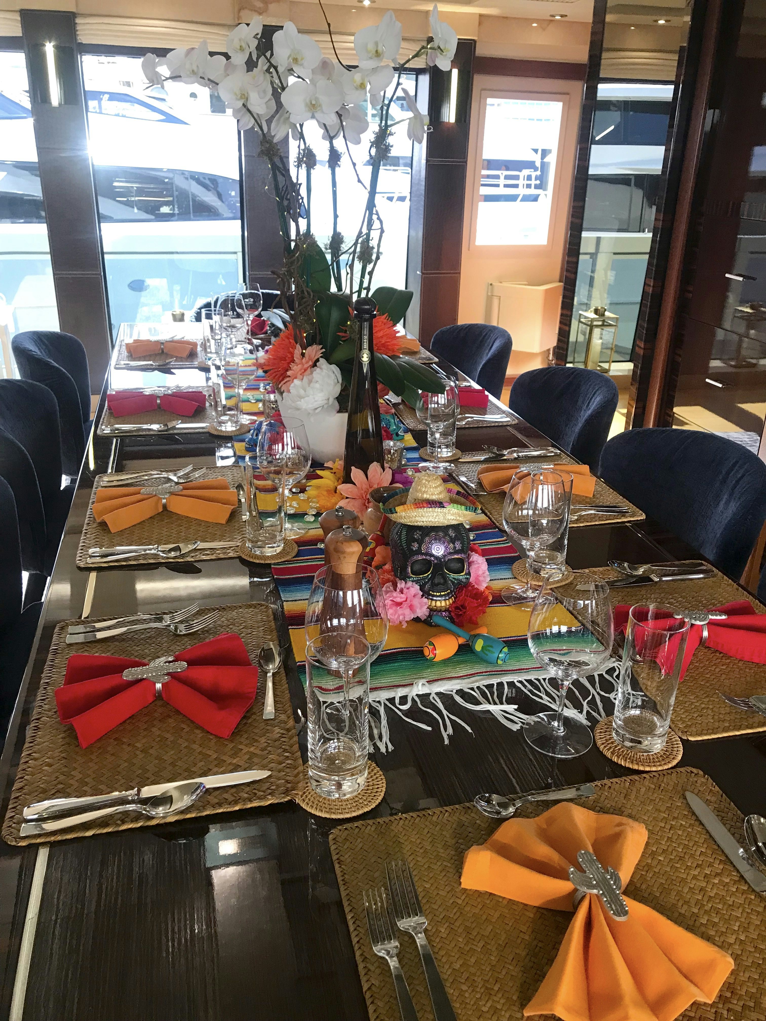 Charter Yacht AQUANOVA&#039;s &quot;Day of the Dead&quot; tablescape a the Caribbean Charter Yacht Show