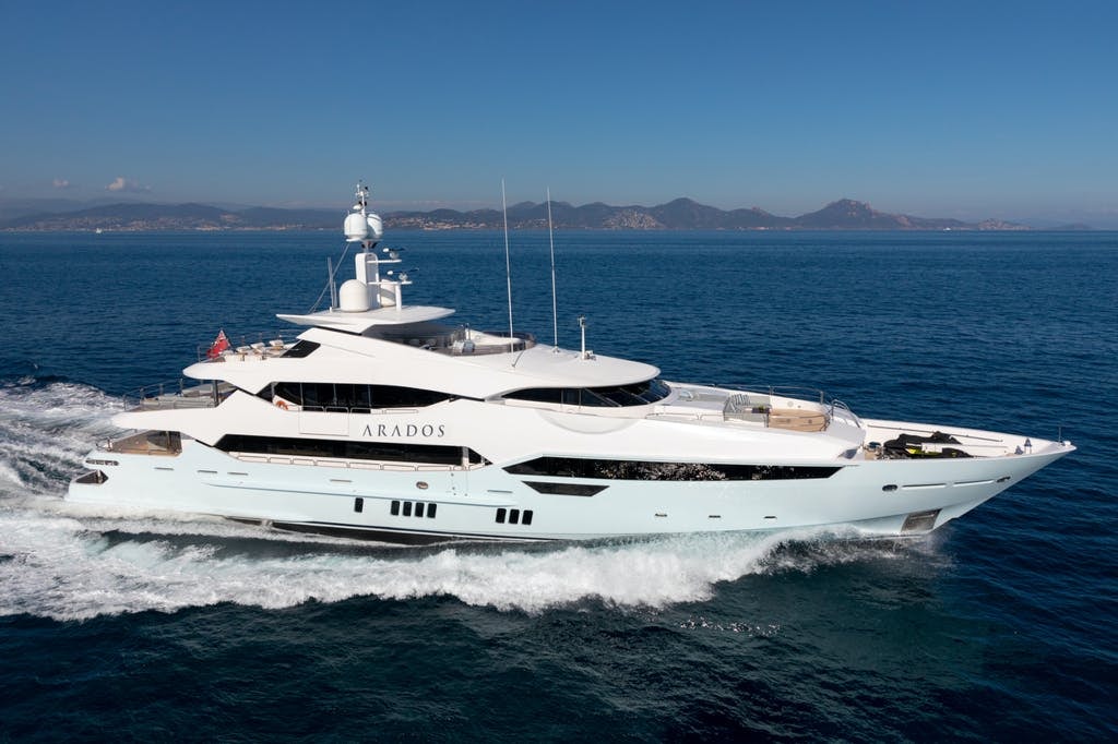 sunseeker Arados yacht charter running profile in mediterranean sea