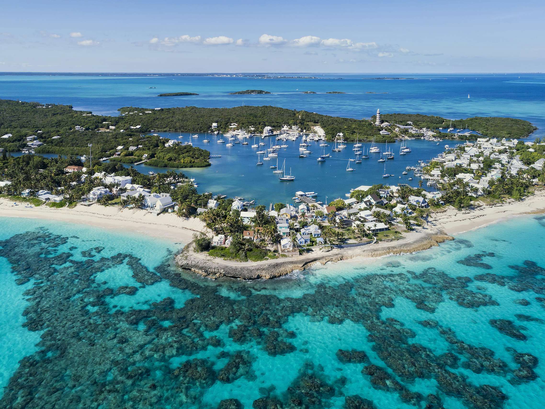 Bahamas Yacht Charter - Aerial view of Hope Town, Abacos, Bahamas