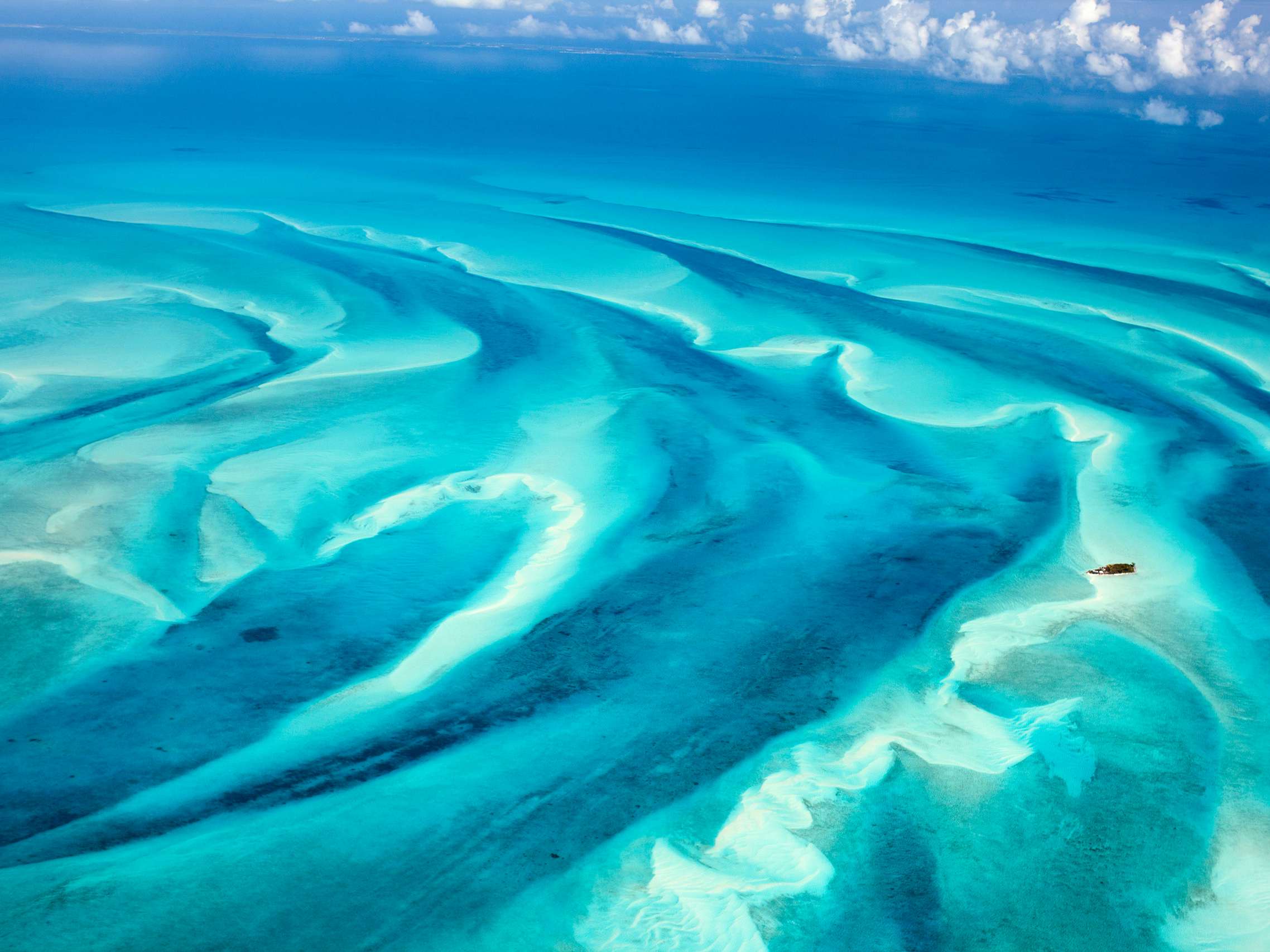 Bahamas Yacht Charter - Aerial view of the stunning water and sandbars off Eleuthera in The Bahamas