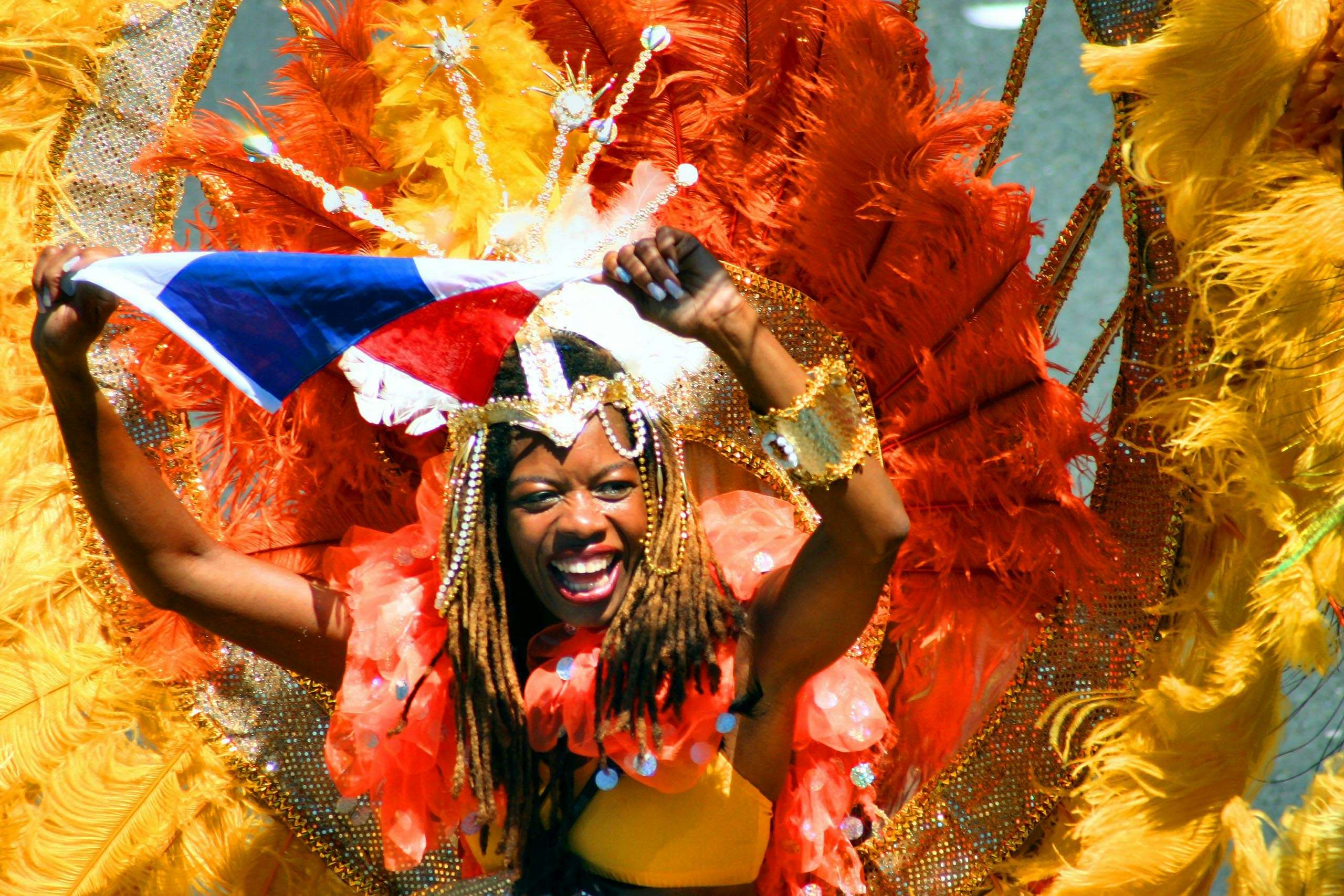 Bahamian woman dressed with typical Bahamian custom during festival