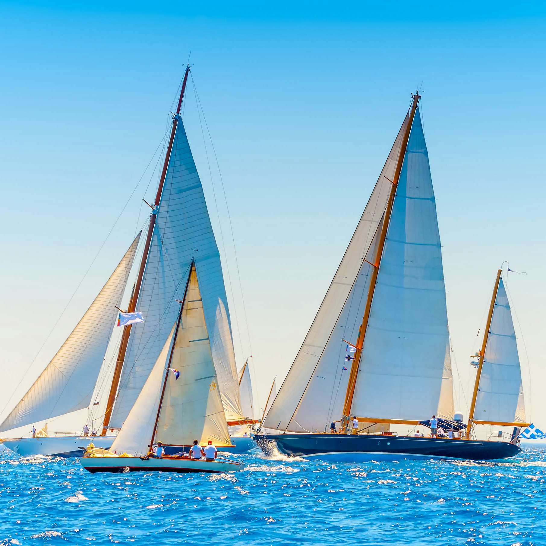 Sailing yachts racing during North Eleuthera Regatta