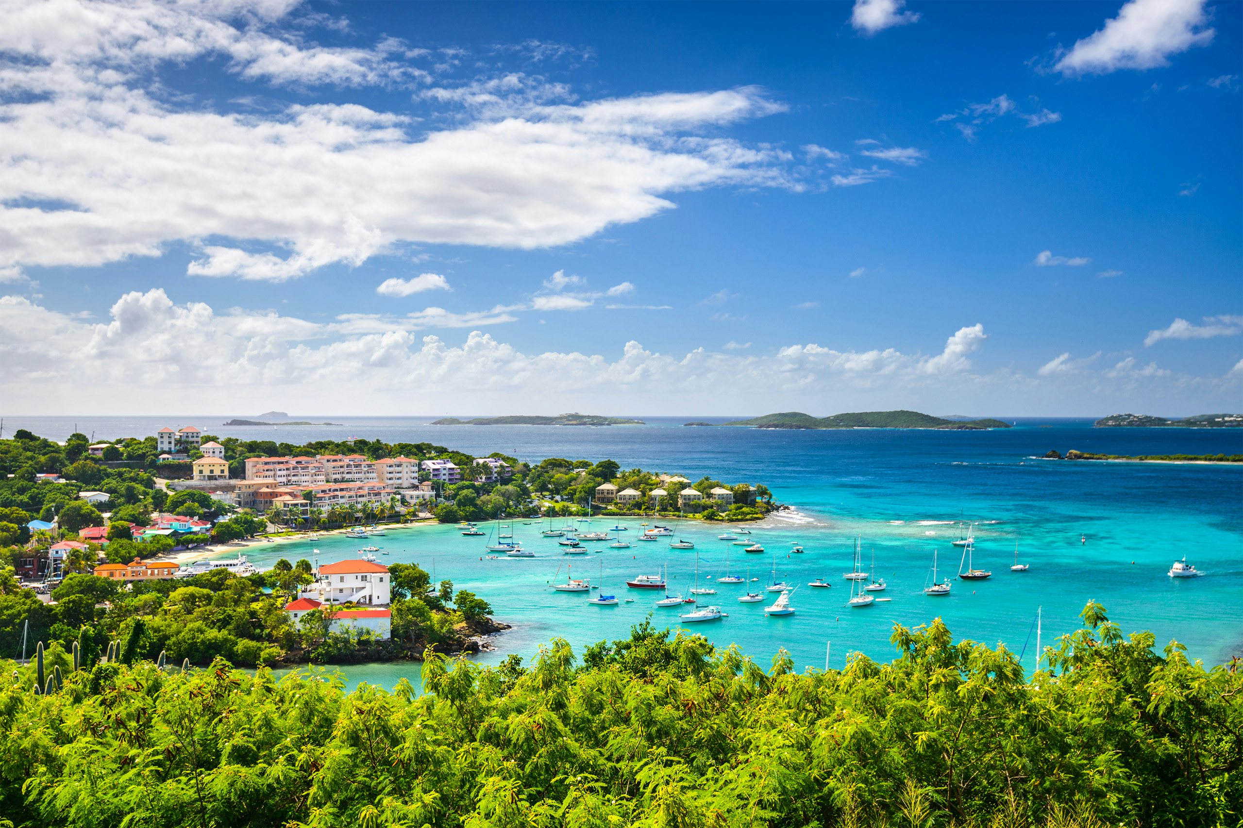 Leeward USVI Yacht Charter - Cruz,Bay,,St,John,,United,States,Virgin,Islands. Leeward USVI Yacht Charter - Aerial of Cruz Bay, St John, United States Virgin Islands.