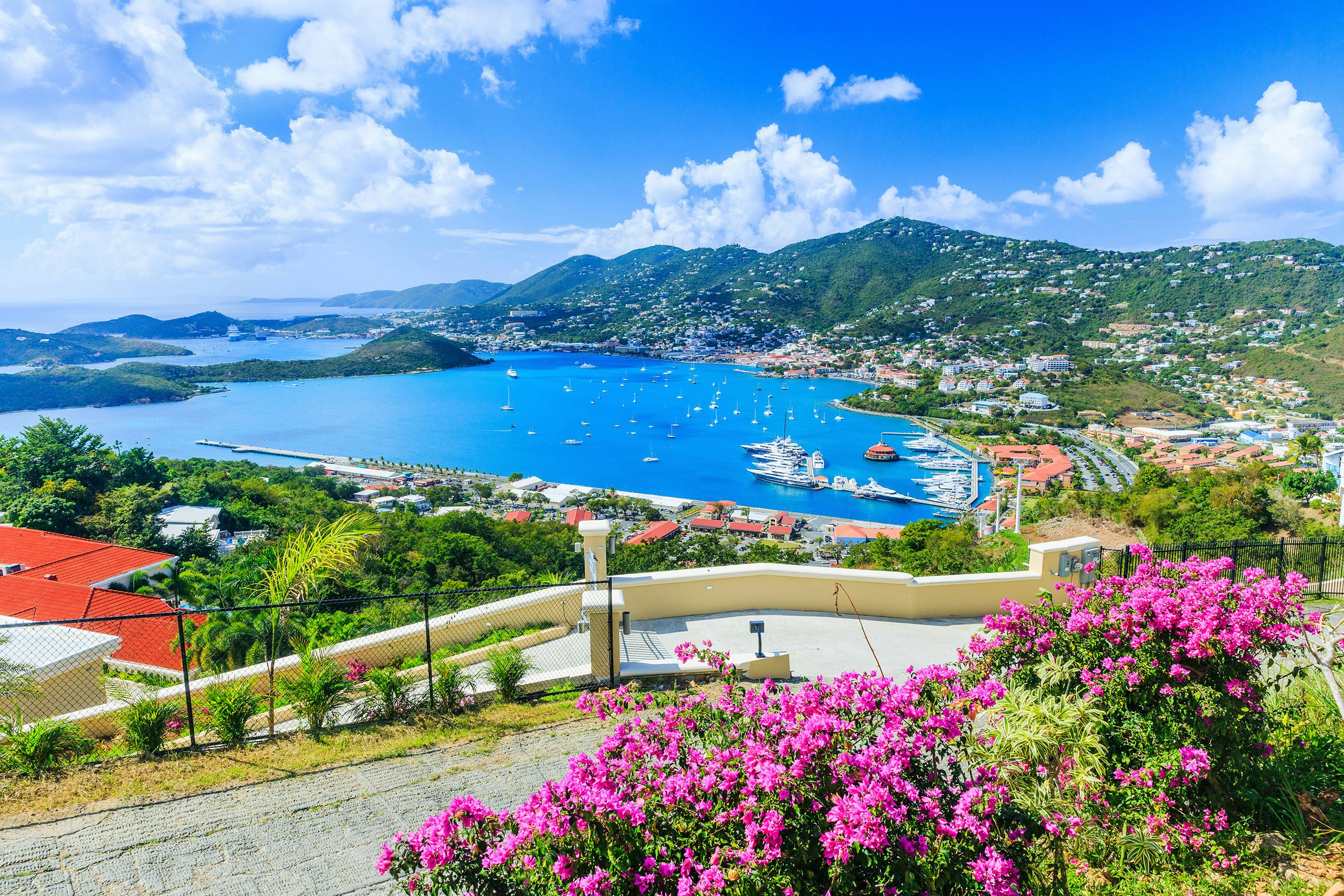 USVI Luxury Yacht Charter - Caribbean_Leeward_USVI_St Thomas_Panoramic view USVI Luxury Yacht Charter - Panoramic View of St Thomas, USVI