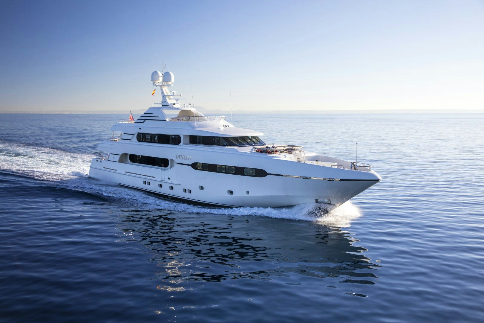 Sunrise superyacht for sale DYNASTY running profile in the mediterranean