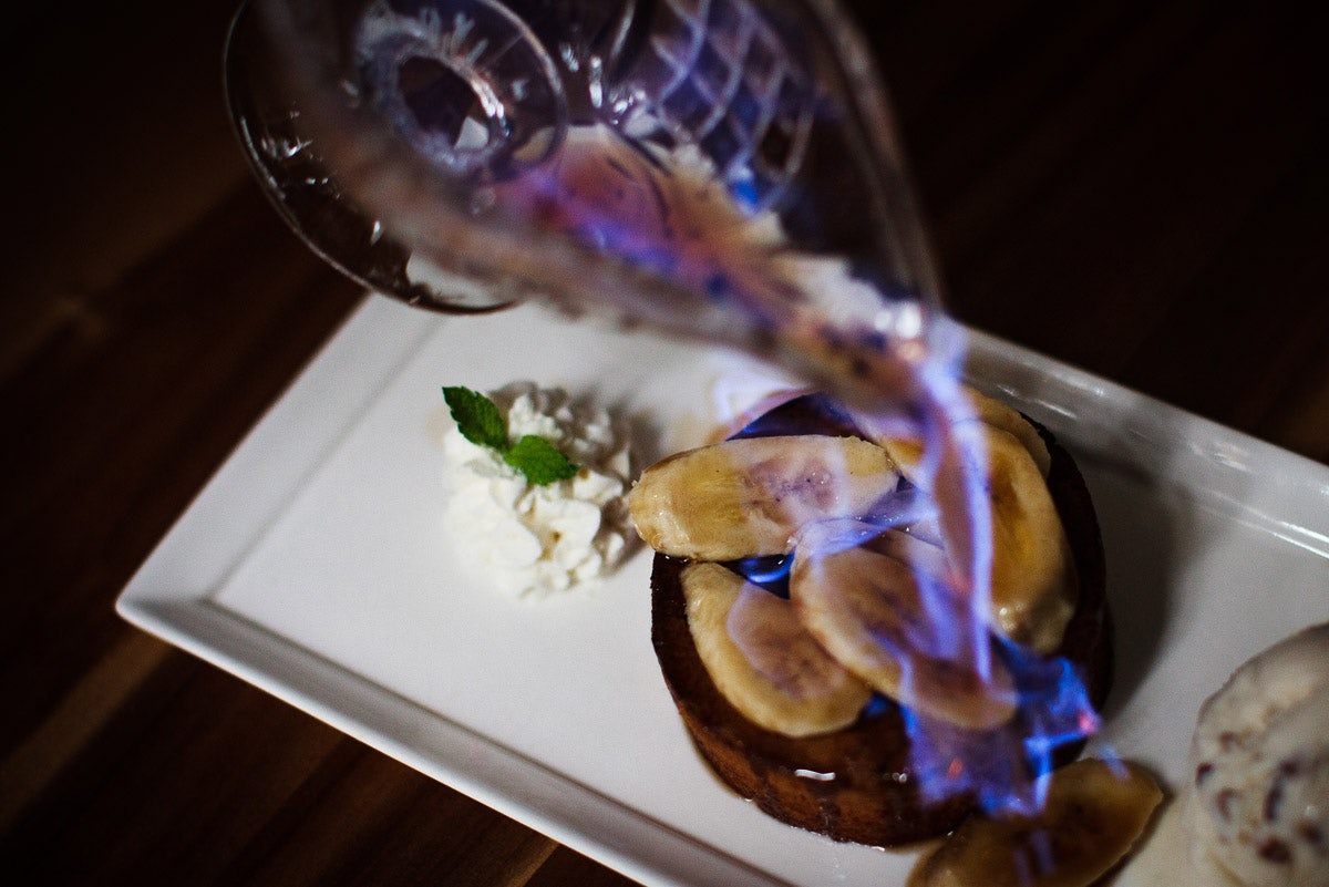 Eddie V's bananas foster butter cake