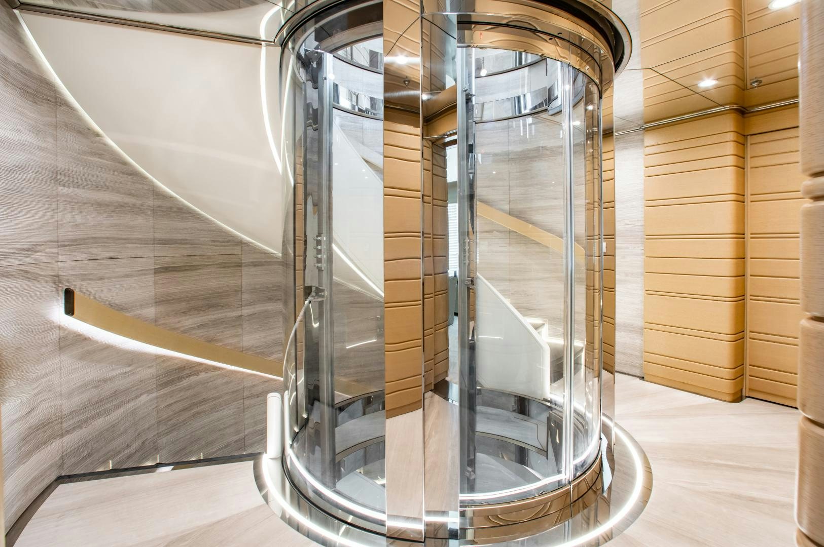 Elevator on board motor yacht MOCA for Sale | Contact Northrop & Johnson