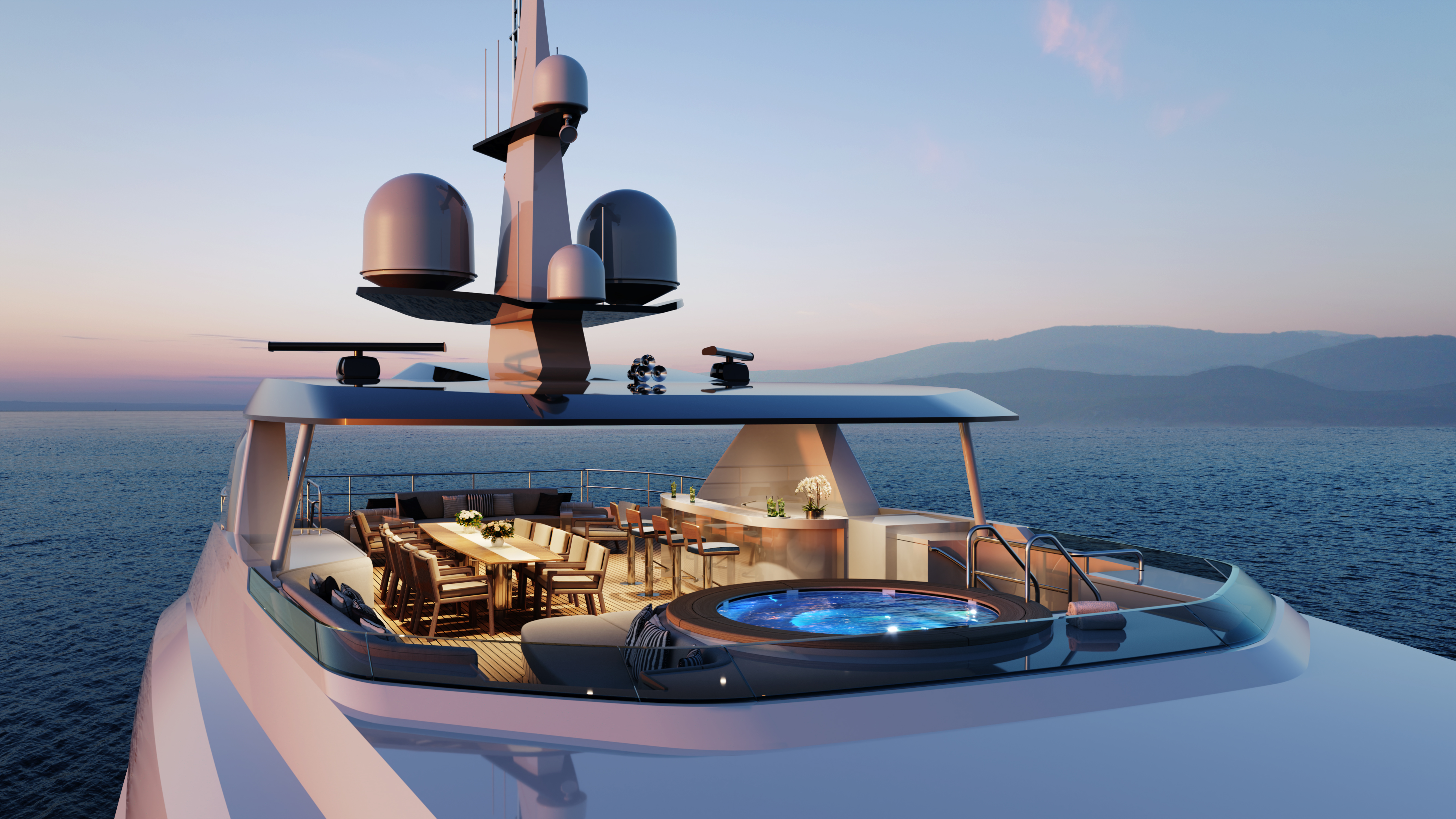 Heesen yachts project 20457 Akira Sundeck FWD Evening