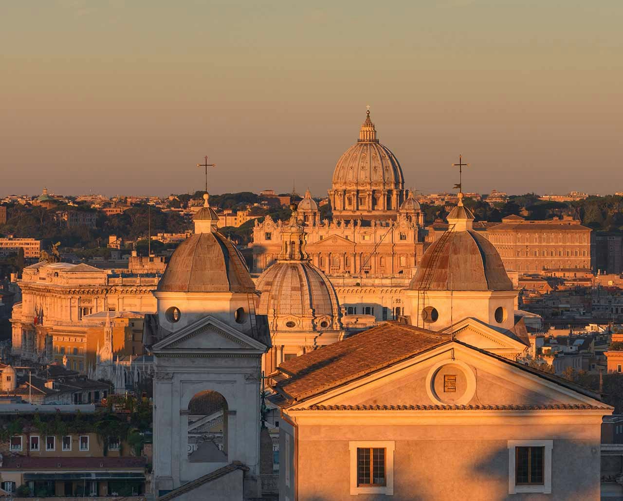 View over Rome at sunset