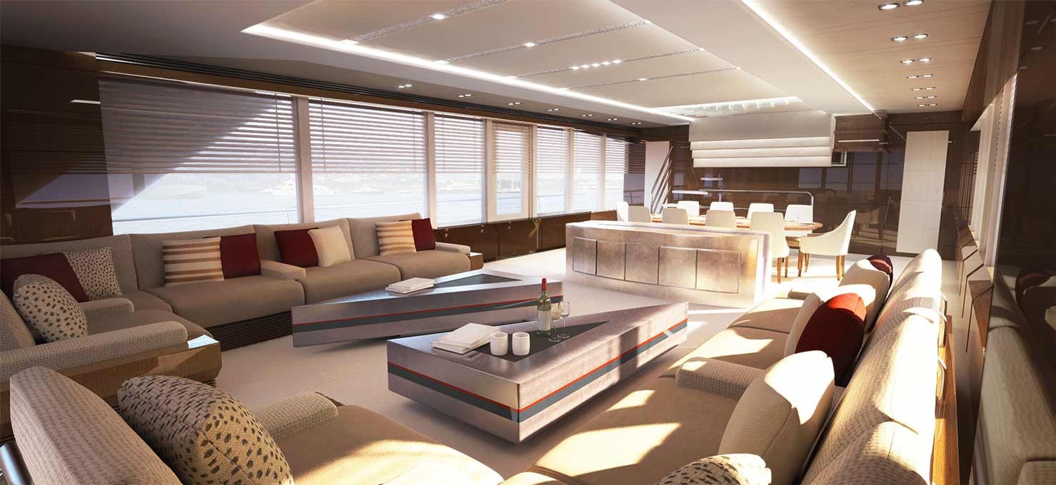 Main Living room and dining room aboard ISLANDER HYBRID