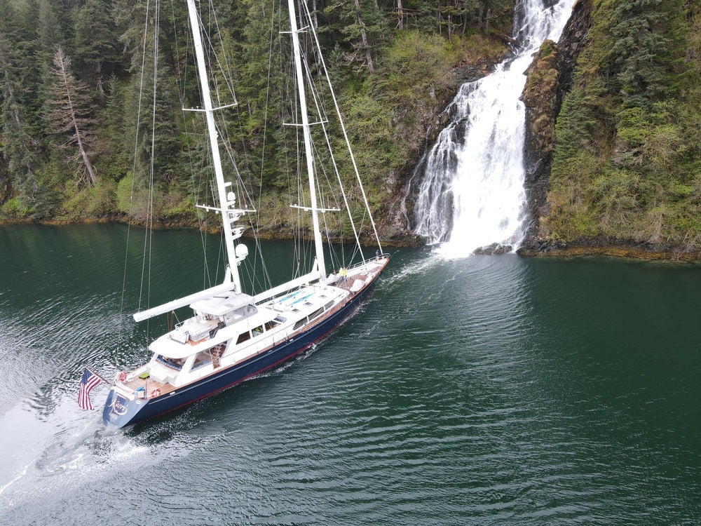 Kaori above profile on the water