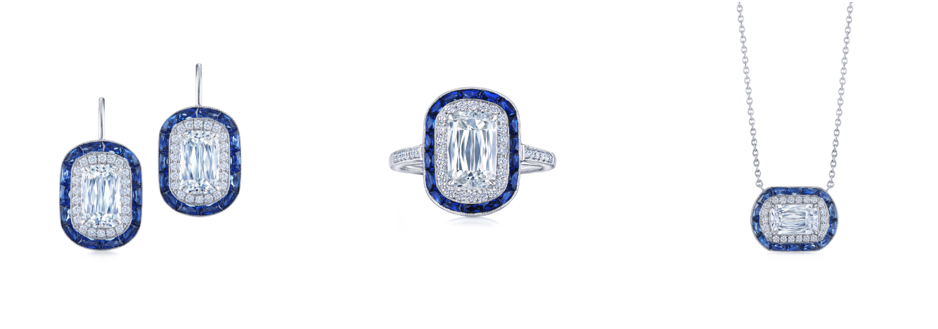 Kwiat Sapphire & Diamond Earrings, Ring and Necklace