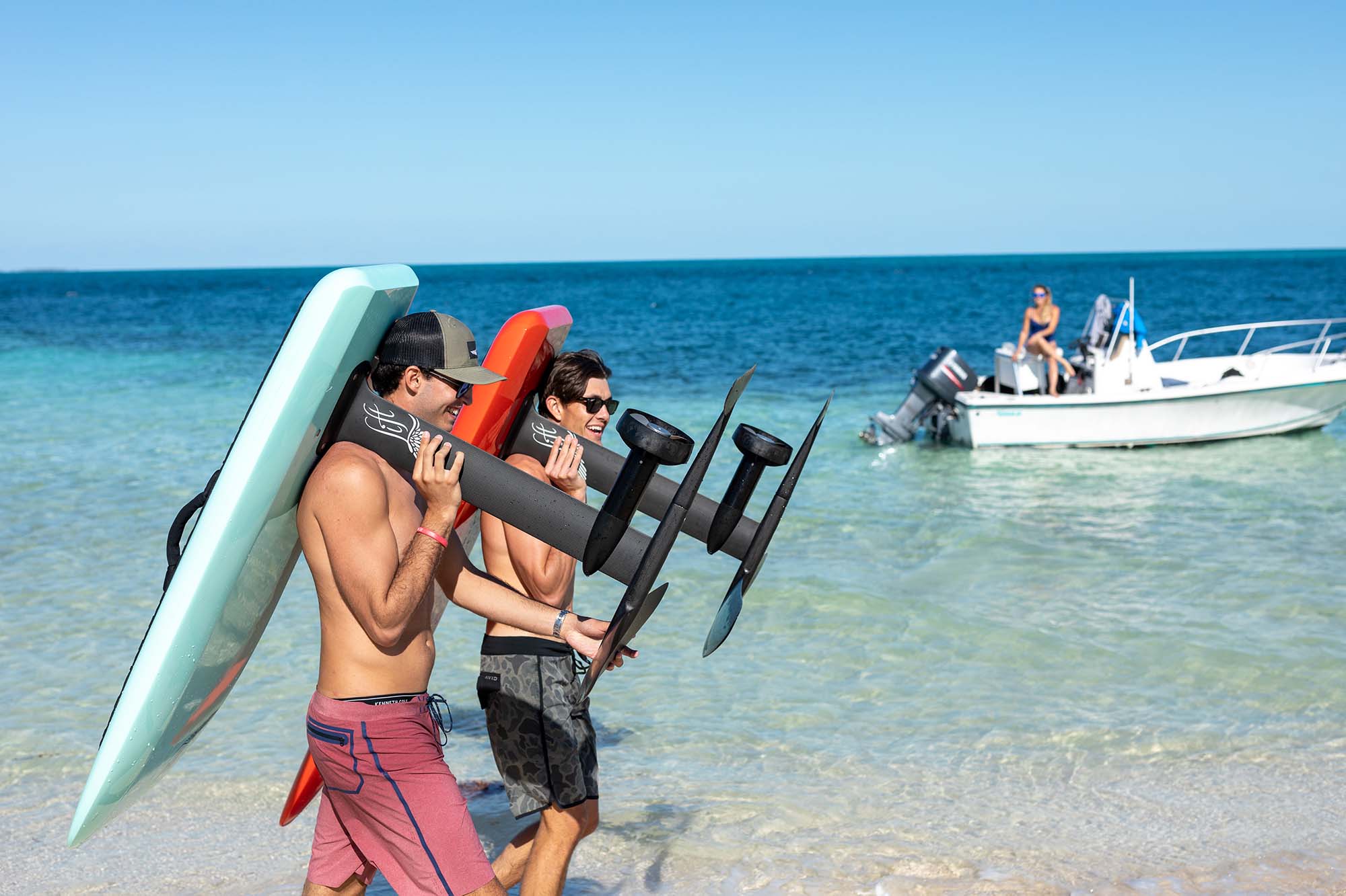 Surfboard flying deals over water