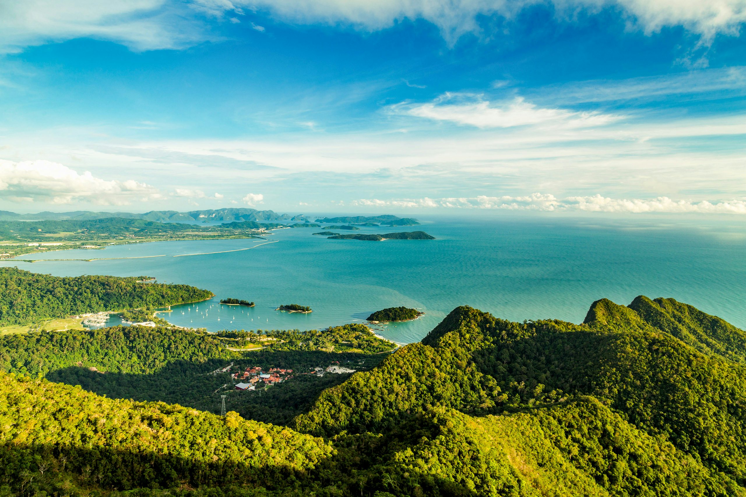 Malaysia Yacht Charter - Langkawi Yacht Charter View,Of,Tropical,Island,Langkawi,In,Malaysia,,Covered,With,Tropical Malaysia Yacht Charter - Langkawi Yacht Charter View of tropical island Langkawi in Malaysia, covered with tropical forests. Aerial view on the bay, marina and archipelago of smaller islands in Andaman sea