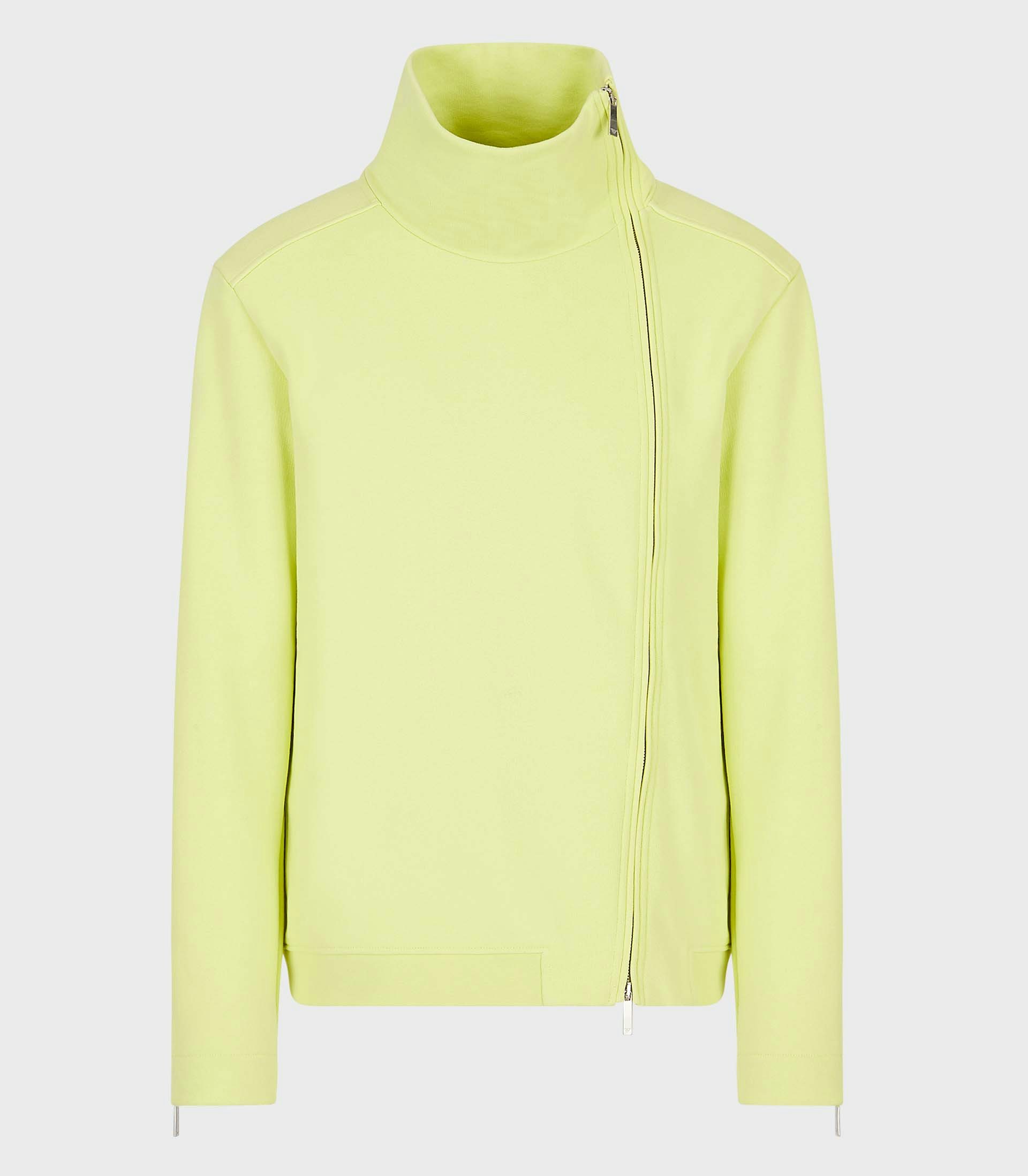 bright yellow Armani zip sweater