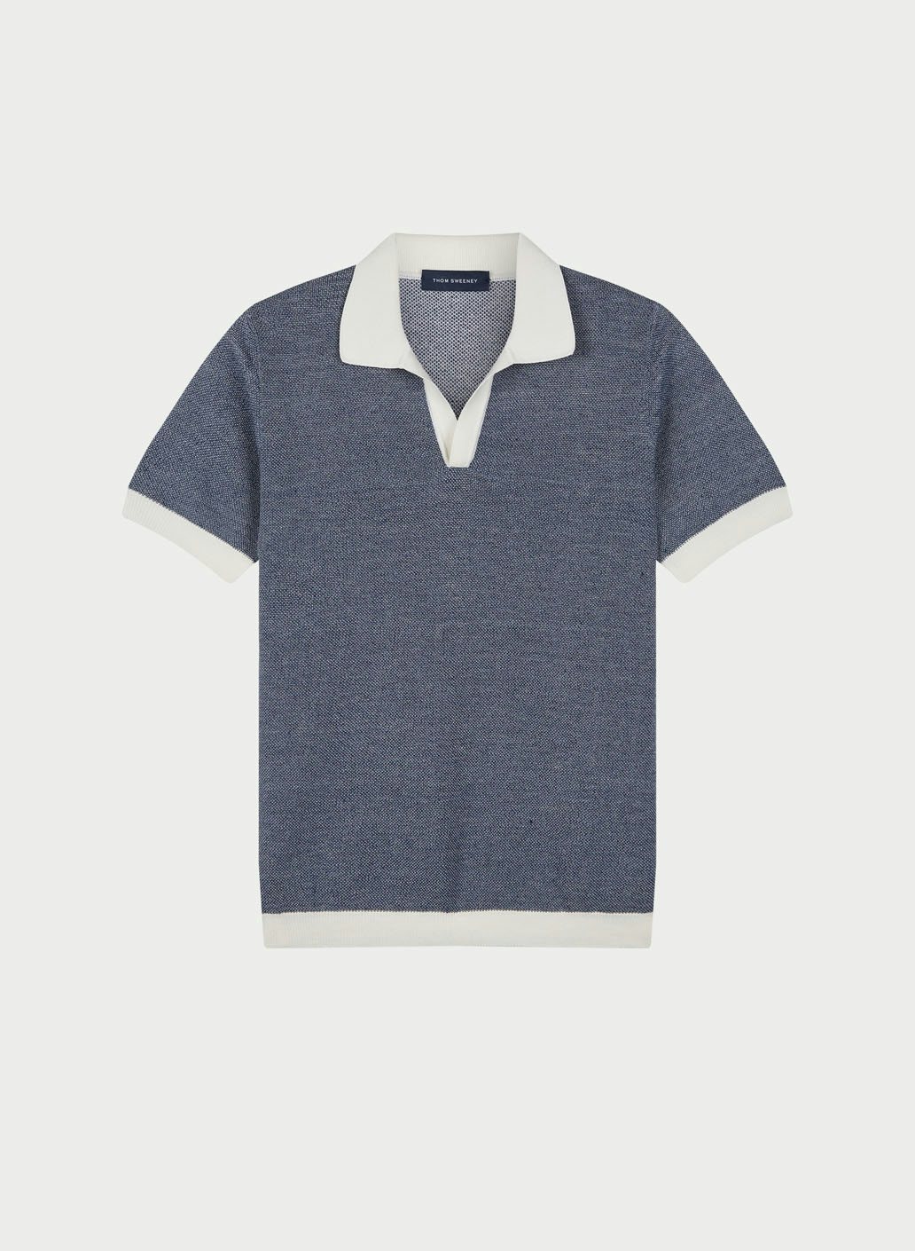 Mens Contrast Knitted Polo Shirt