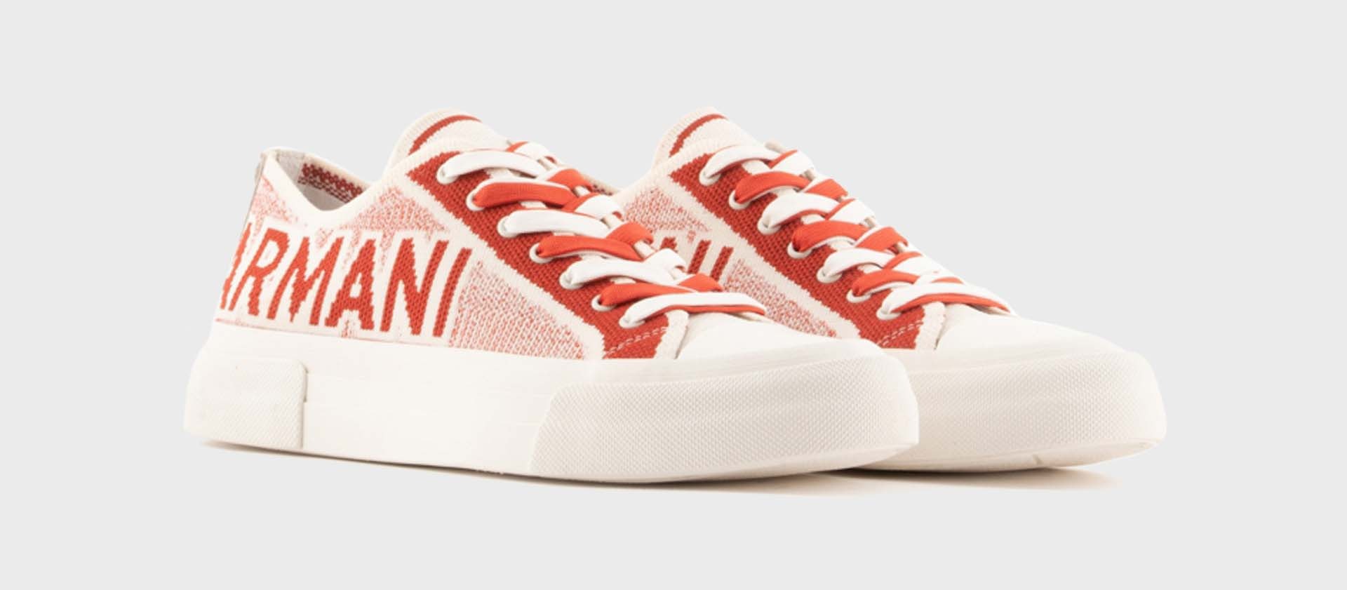 orange and white armani sneakers