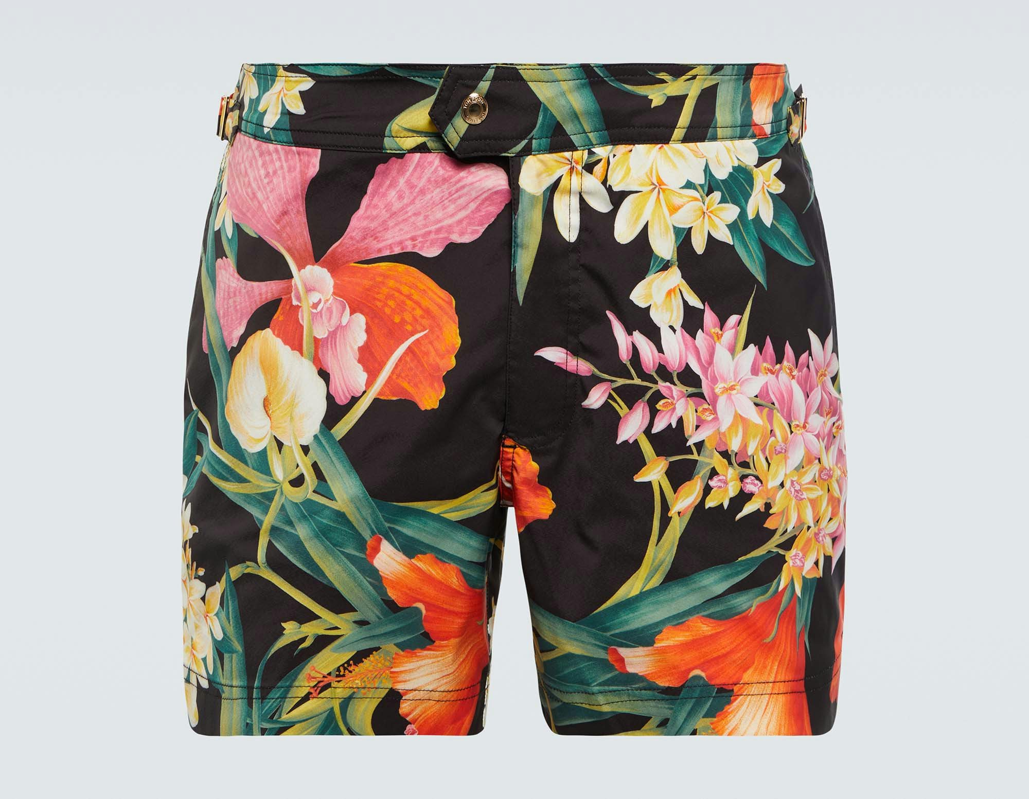 Swin shorts printed with tropical print with flowers