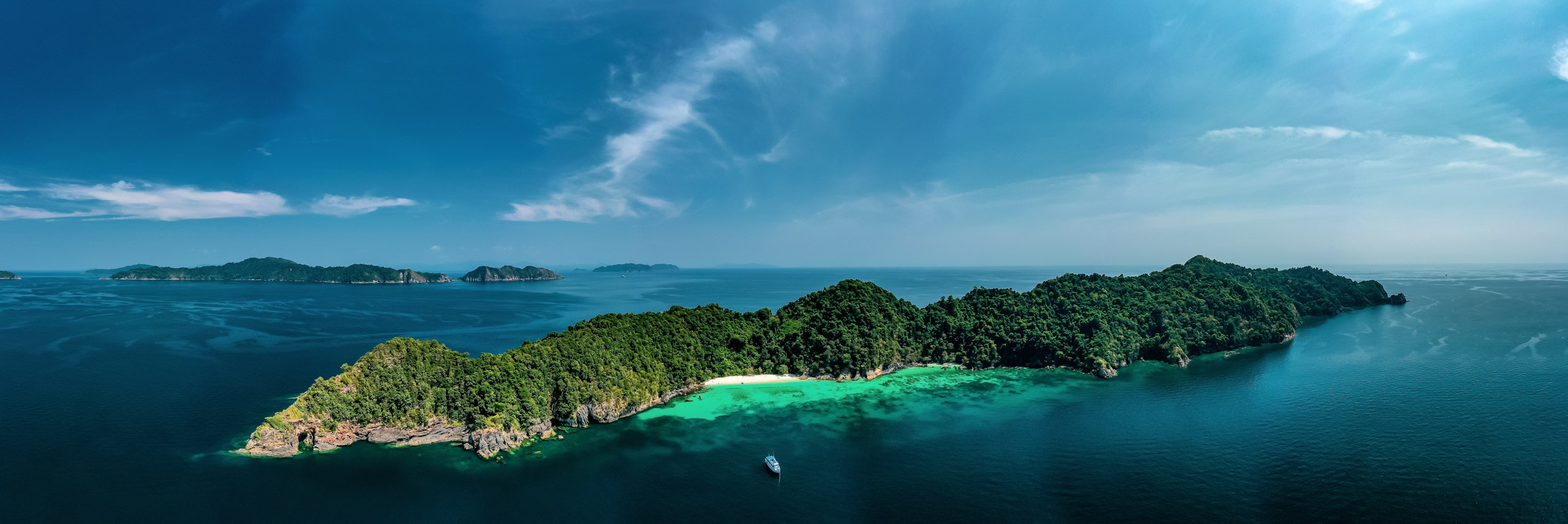 Myanmar Yacht for Charter - Aerial panorama of a small, beautiful tropical island (Mergui Archipelago)