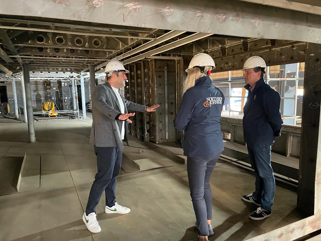 NJ brokers at a shipyard in turkey inspecting a yacht