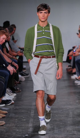 Menswear green shirt and jacket with grey short