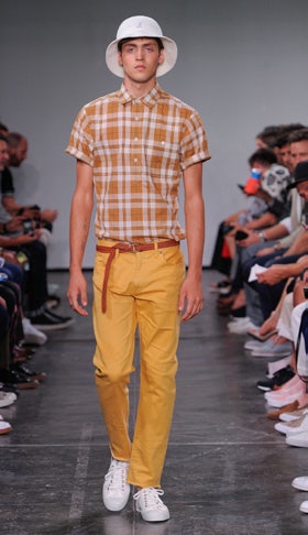 Mens wear yellow shirt and pants
