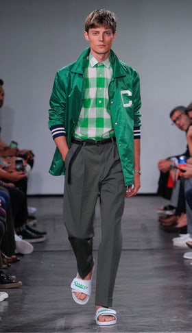 Mens wear green shirt and grey pant