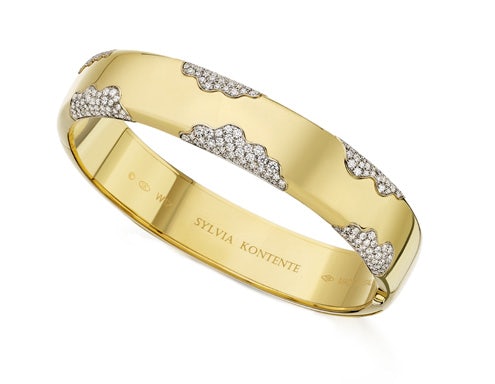 yellow gold Wave bracelet with a diamond