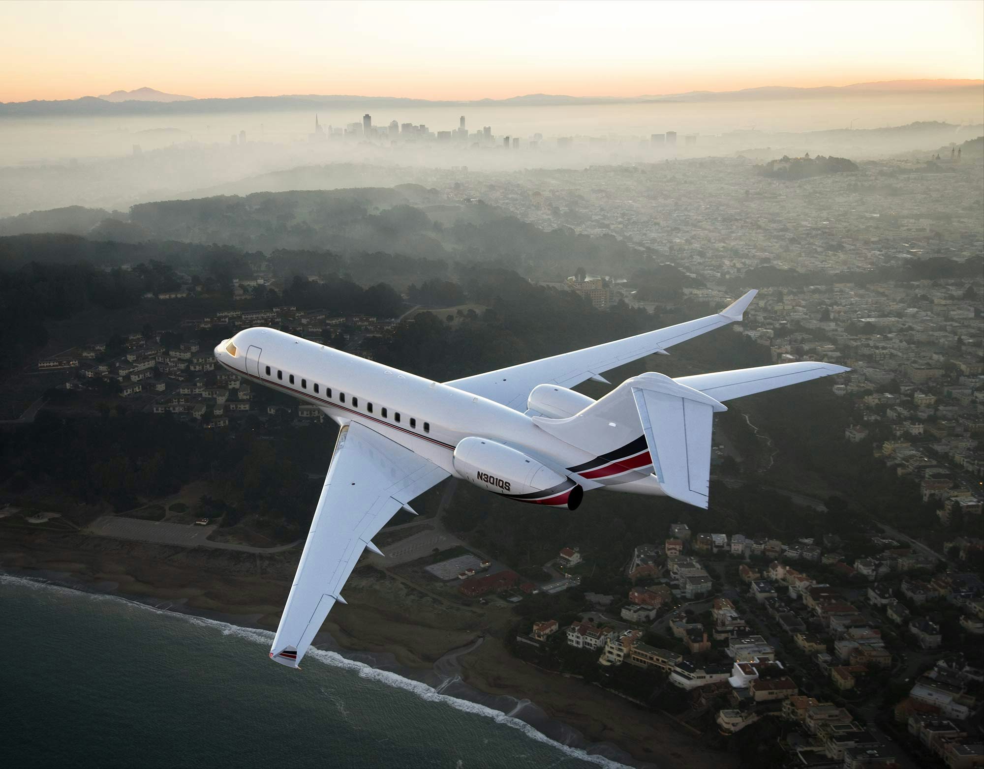 NetJets FLying Over City NetJets FLying Over City