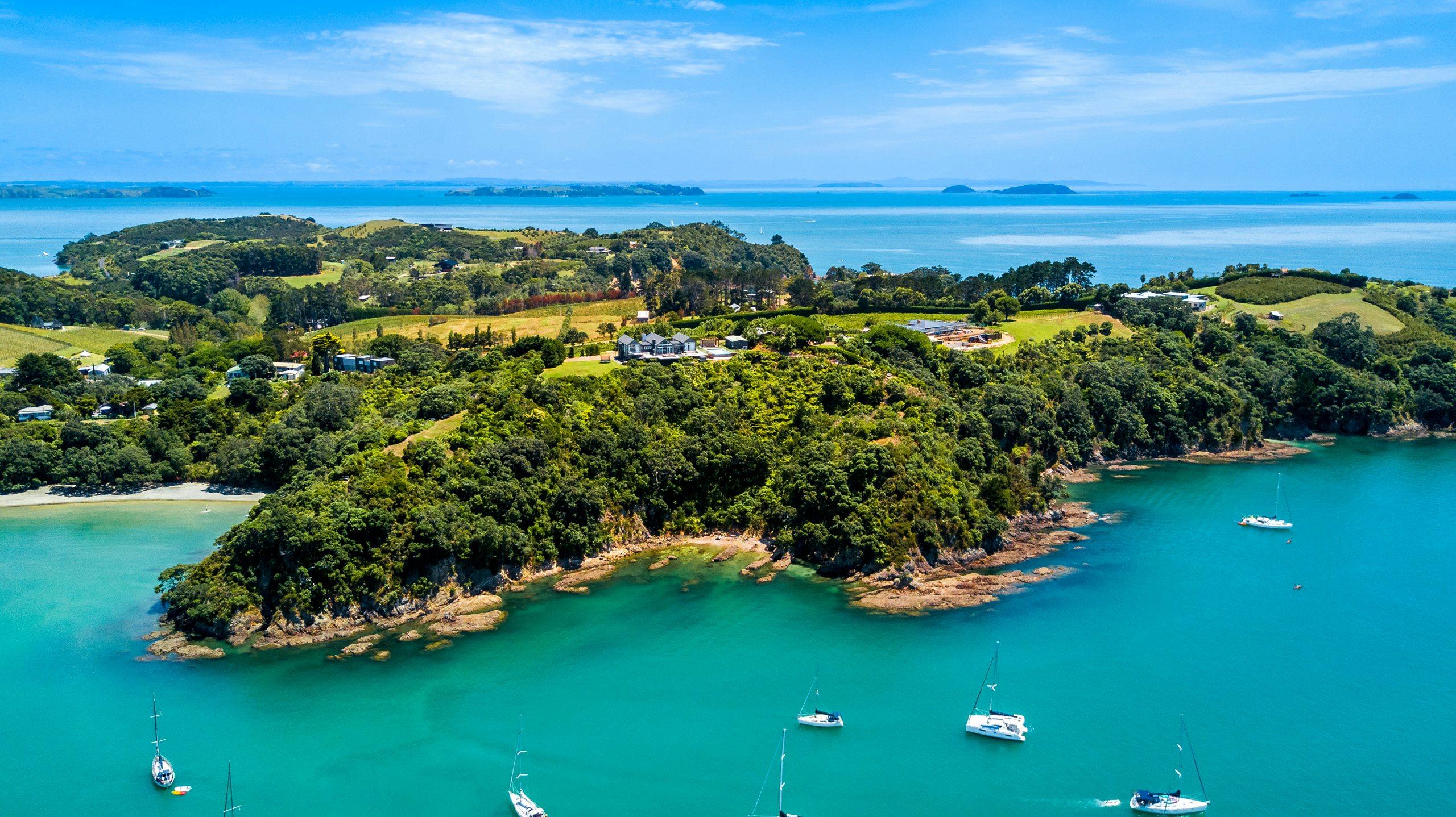 New Zealand Charter Yacht - Aerial view of Waiheke Island, New Zealand