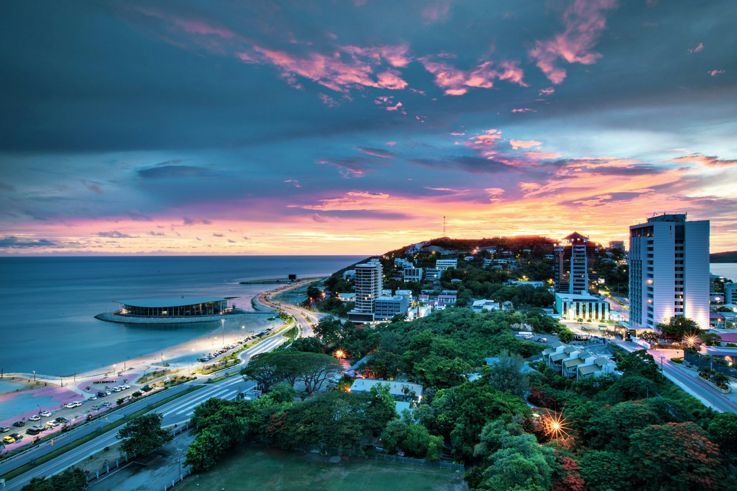 Papua New Guinea Superyacht Charter -Vivid sunset at Ela Beach, Port Moresby.