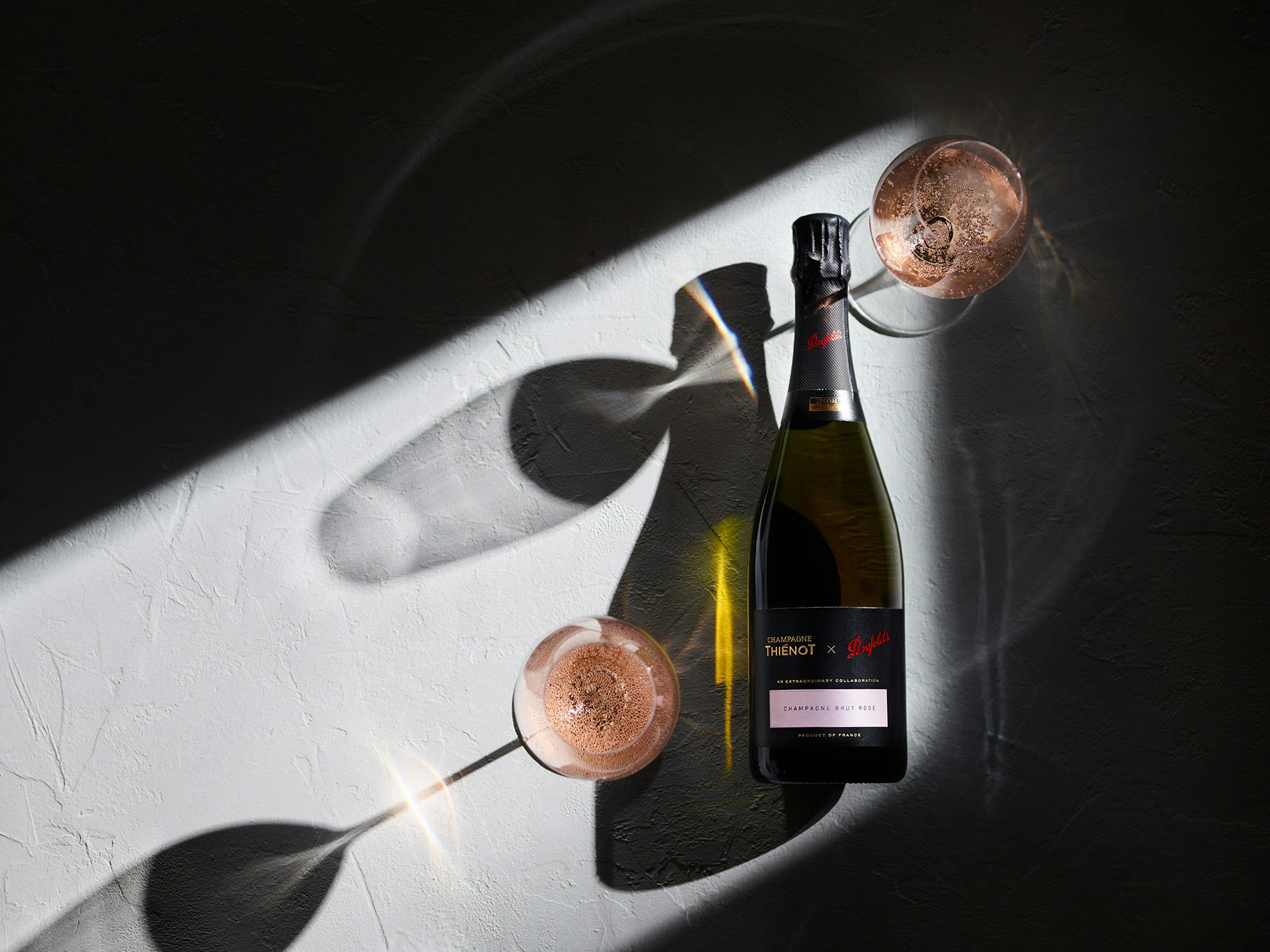 PEN NV Thienot Champ Rose Bottle and glasses