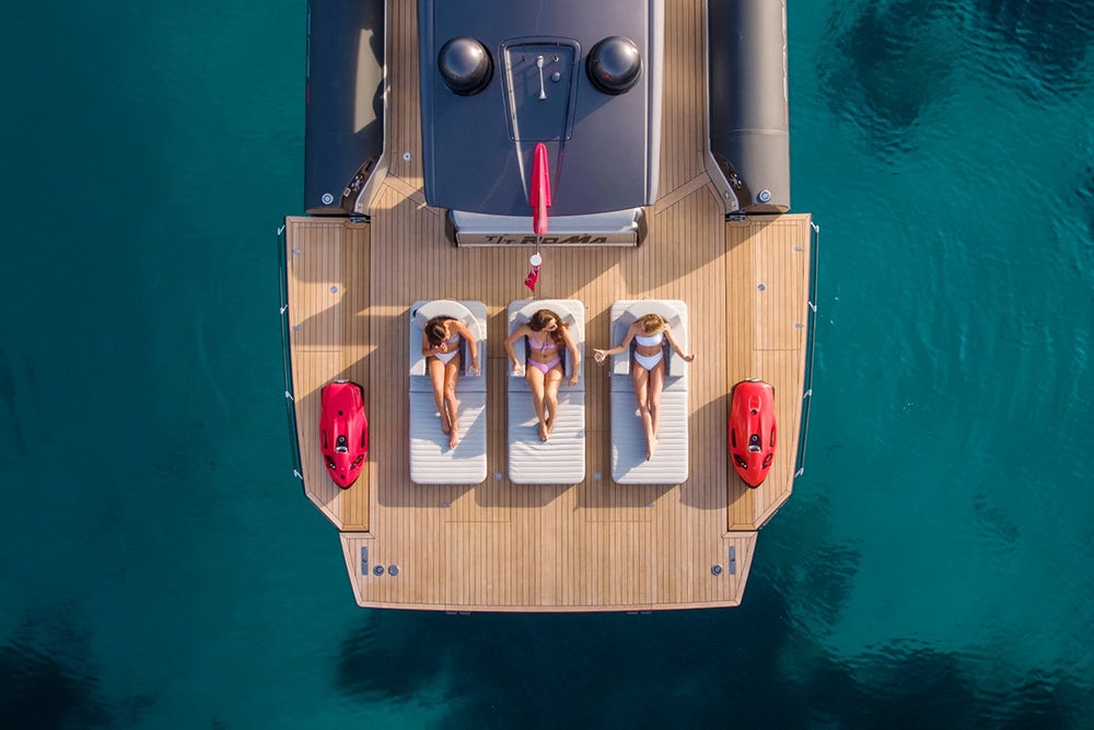 Aerial view of deck of ROMA's tender