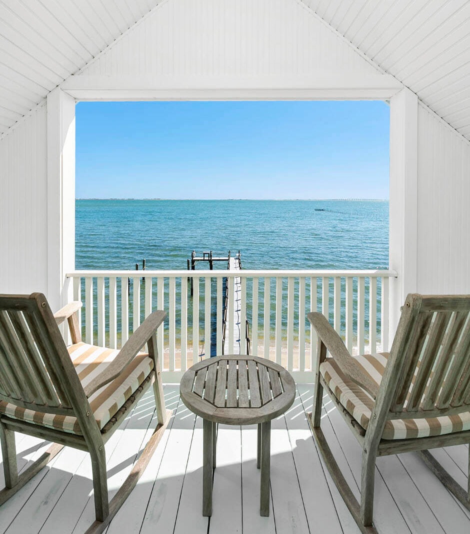 Two chairs looking out to the water