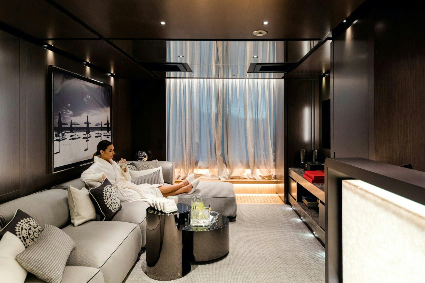 SOLO Beach Club Lounge with a person relaxing