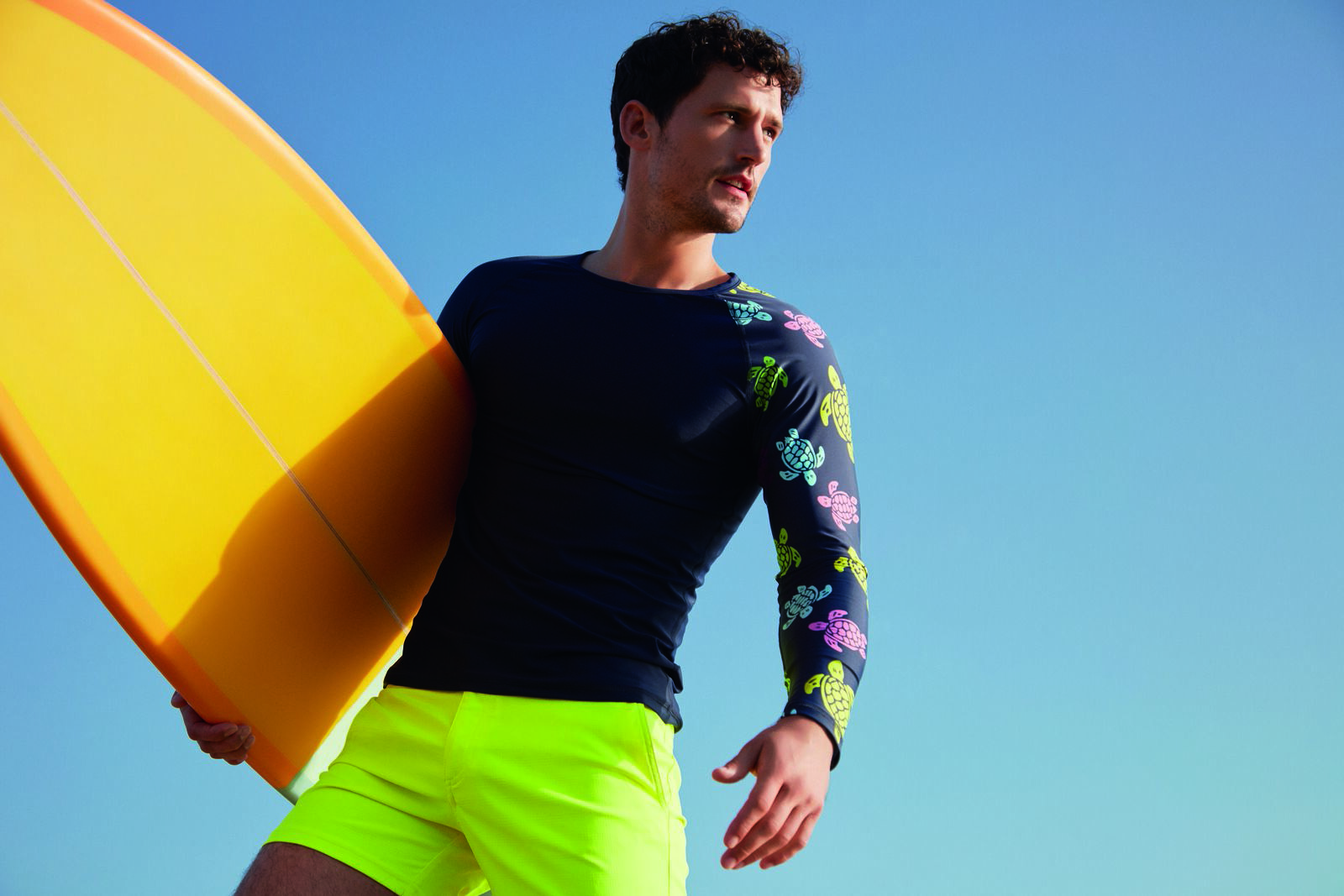Yellow Swim Shorts &amp; Turtle Rashguard