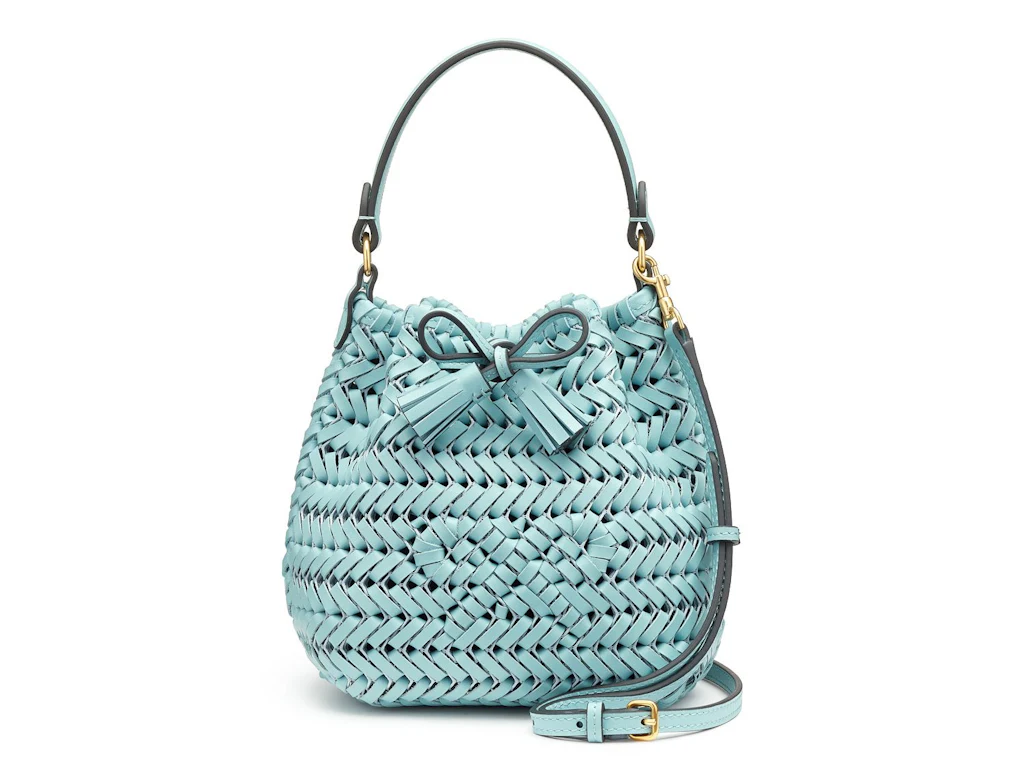 Blue woven purse