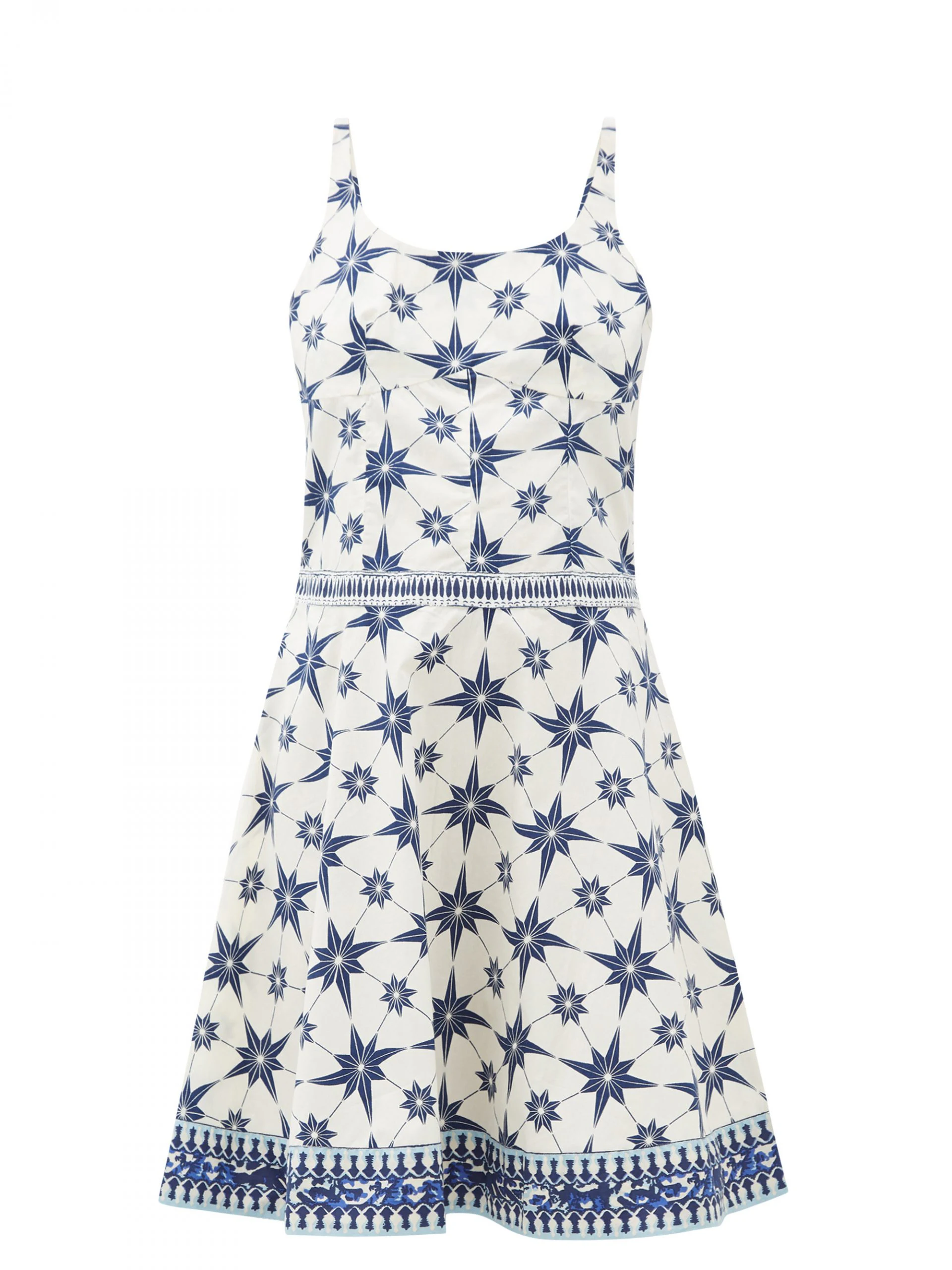 blue and white dress