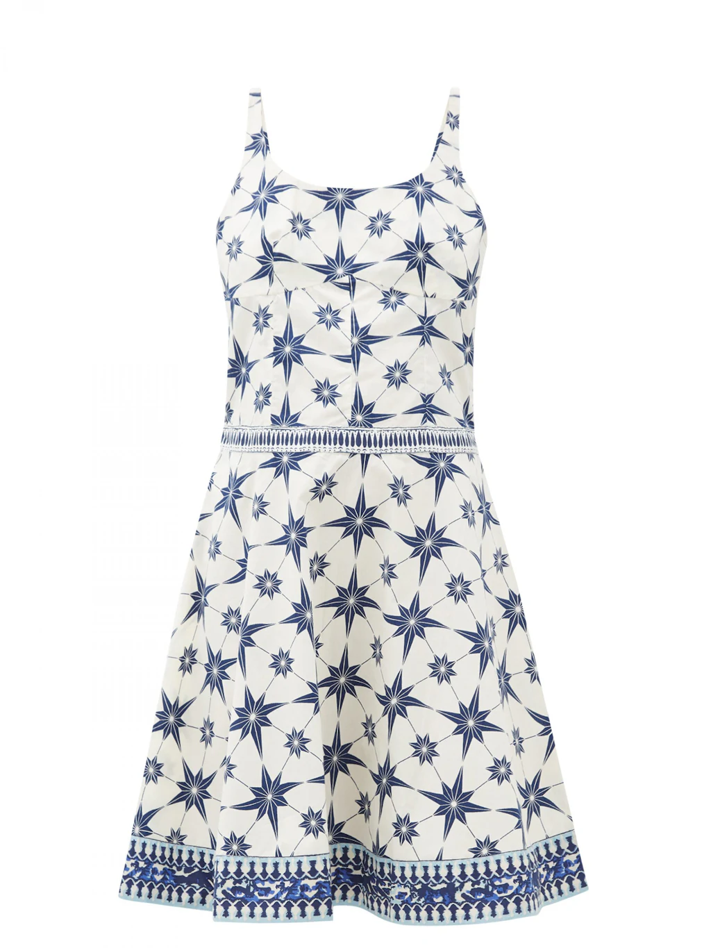 blue and white dress
